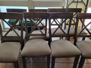 lot 107 image: Eight Dining Room Chairs With Tan Padded Seats
