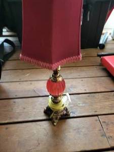 lot 117 image: Lamp With Burgundy Shade