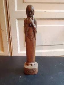 Vintage Frankoma 12 Willard Stone Indian Maiden Rubbed Bisque #101