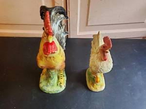 Two Rooster Figurines