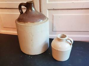 Pair Of Unmarked Stoneware Jugs