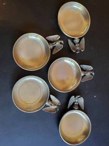 Five Pewter Eagle Tastevin Cellarmans Wine Tasting Cup