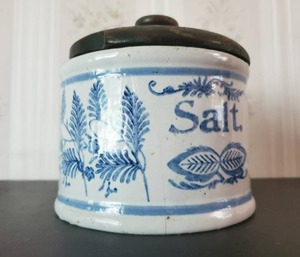 Vintage  Lidded Stoneware Salt Canister