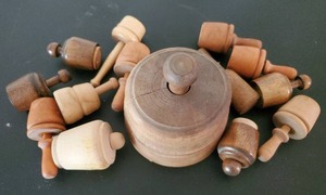 Collection Of Vintage Butter Mold Wood Stampers