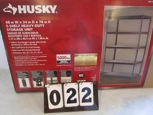 lot 22 image: Husky Heavy Duty 5 Shelf Storage Unit