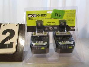 lot 172 image: Ryob 2 pk 18V Batteries