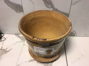 lot 3 image: Unbranded 16 in. Dia in Aged Ivory Cast Stone Cameo Pot