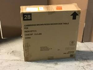 lot 41 image: Hampton Bay Cambridge Brown Wicker Square Outdoor Side Table