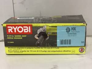 lot 55 image: RYOBI 5.5 Amp Corded 4-12 in. Angle Grinder