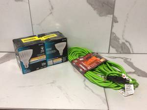 lot 60 image: Assorted lighting and extensions cords customer return see pictures