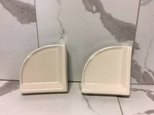 lot 67 image: Daltile Restore 8.5 in. W Ceramic Wall Mounted Corner Shower Shelf Tile in White (2 units)