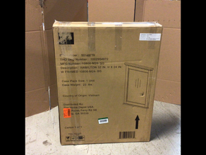 lot 78 image: Home Decorators Collection 24 in. W x 32 in. H Framed Rectangular Bathroom Vanity Mirror in seaglass Customer return see pictures