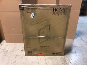 lot 84 image: Home Decorators Collection 28.00 in. W x 36.00 in. H Framed Rectangular Bathroom Vanity Mirror in American Gray Customer return see pictures