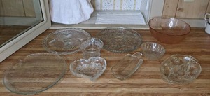 lot 350 image: Collection of (9) Pattern Cut Glass Platters, Bowls and More