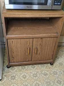 lot 354 image: Wood Microwave Cabinet with Two Doors