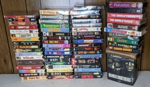 lot 323 image: Large Collection of VHS Tapes Band of Brothers, Chicken Run, Plus 1 Davey Crockett DVD & More