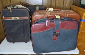 lot 310 image: Five Vintage Soft Sided Suitcases American Tourister, Verdi, Aircruiser Ricardo Beverly Hills