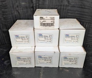 lot 49 image: NEW Assortment of Square Bend Screw Hooks and Cup Hooks