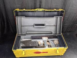 lot 45 image: Tool Box with Taping and Mudding Tools 14 Taping Knife and More
