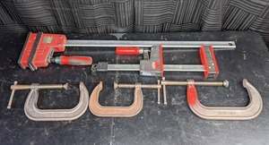 lot 29 image: Collection of 2 Bessy Revo Parallel Clamps and 3 C-Clamps