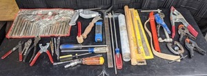 lot 98 image: Mixed Tool Lot Hex Key Set, Pliers, Screwdrivers, Clamps, & More