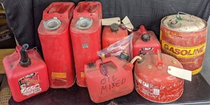 lot 67 image: Set of 8 Fuel Cans, Various Sizes