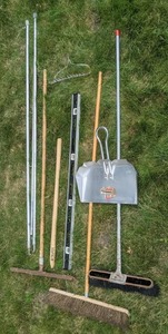 lot 151 image: Brooms, Large Level, Mop, & More