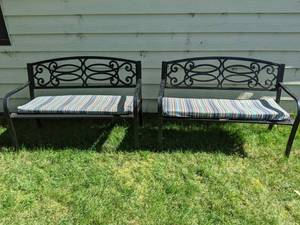 lot 246 image: Set of (2) Outdoor Patio Benches