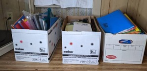 lot 379 image: (3) Boxes of Assorted Office Supplies (Binders, File Folders, Sheet Protectors, Scotch Tape, and more)