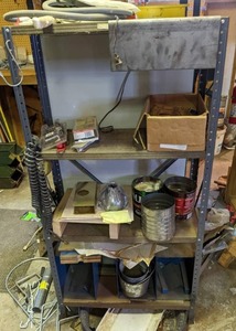 lot 941 image: 4-Tier Industrial Shelving Unit with Contents