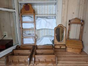 lot 228 image: Assortment of Mountable Wood Shelving