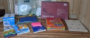 lot 234 image: School Supplies & More Pencils, Colored Paper, Academia Sketch Pad, Dynex Slim Jewel Case, Clipboards, & More