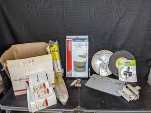 lot 435 image: Assortment of Sunbeam Humidifier Universal Filter, Nibco 34 Gate Valve, Siding Corners, Wiremold Divider ClipCouplings, Ceiling Kit, Irwin 10-Inch Miter Saw Blade and More