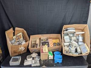 lot 184 image: (3) Boxes of Assorted Light Switch Plates, Light Sockets, and Outlets