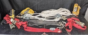 lot 241 image: Wilmar 4,000 Lbs 2-Ton Hydraulic Jack, Pulley, Tie Down Straps, & More