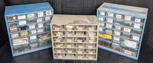 lot 176 image: Three Hardware Organizers Plus Contents Utility Knives, Blades, Drill Bits, Punches, Chucks and More