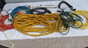lot 240 image: Array of Extension Cords & Power Strip