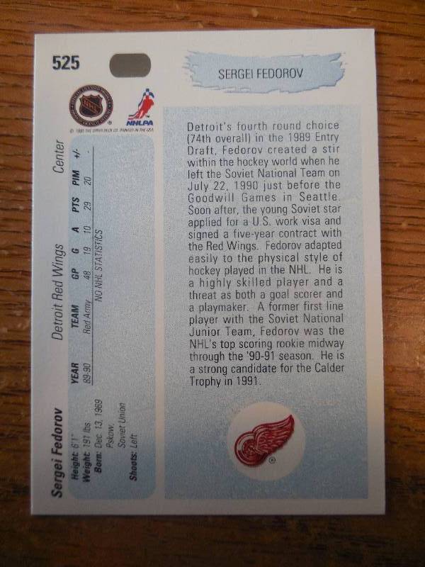 1990 Upper Deck Sergei Federov Rookie #525