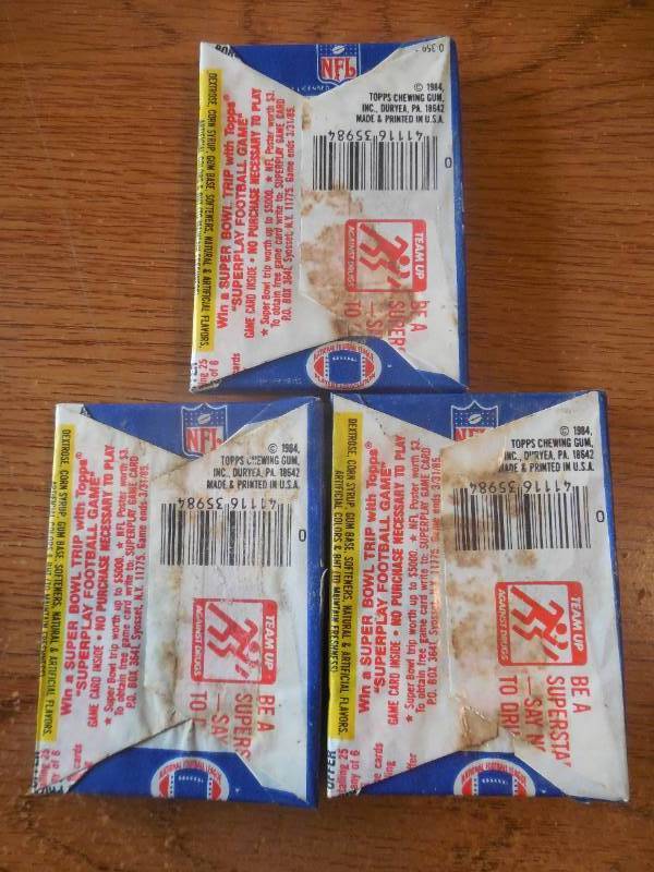 (3) 1984 Topps Football Sealed Packs Marino & Elway Rookie Year