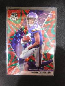 2020 Mosaic Red & Green Prizm Justin Jefferson Rookie #209