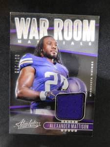 2019 Absolute War Room Jersey Alexander Mattison Rookie Serial #94130