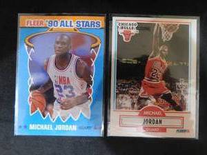 (2) 1990 Fleer Michael Jordan Cards All Star Insert & Base Card LK