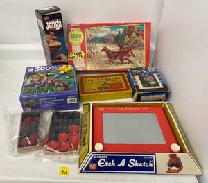 lot 32 image: Group Of Vintage Games And Puzzles