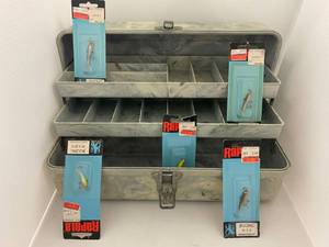 lot 34 image: Vintage Bakelite Tackle Box, Tackle And More