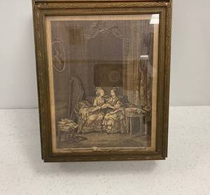 lot 73 image: Vintage Wooden Jewelry Trinket Dresser Box With Victorian Etching