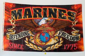 lot 108 image: 3 x 5 Marines Defending Freedom Flag