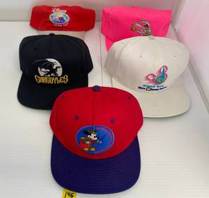 lot 146 image: Group Of Vintage Disney Snap Back Hats In Like New Condition