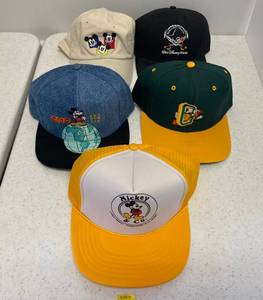 lot 149 image: Group Of Vintage Disney Snap Back Hats In Like New Condition