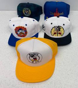 lot 151 image: Group Of Vintage Disney Snap Back Hats Like New Condition