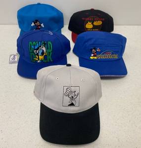 lot 154 image: Group Of Vintage Disney Snap Back Hats In Like New Condition